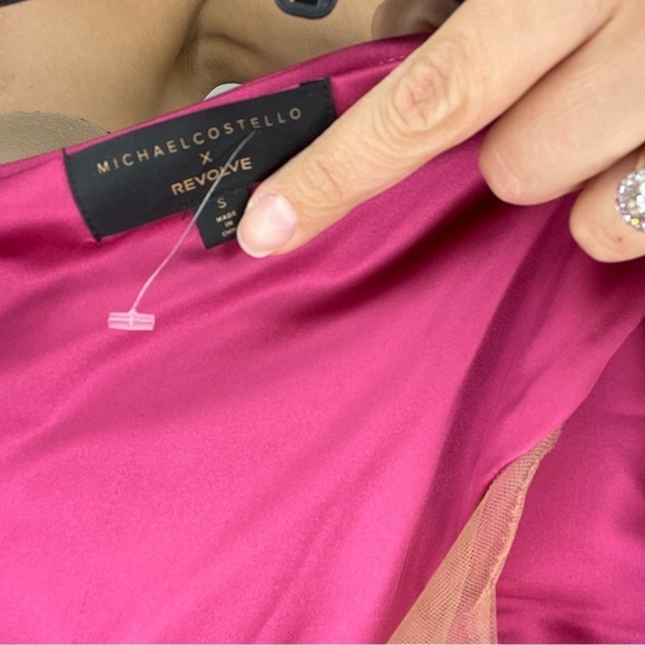 Michael Costello Revolve Pink Ruffle One Shoulder Dress - Picture 4 of 12